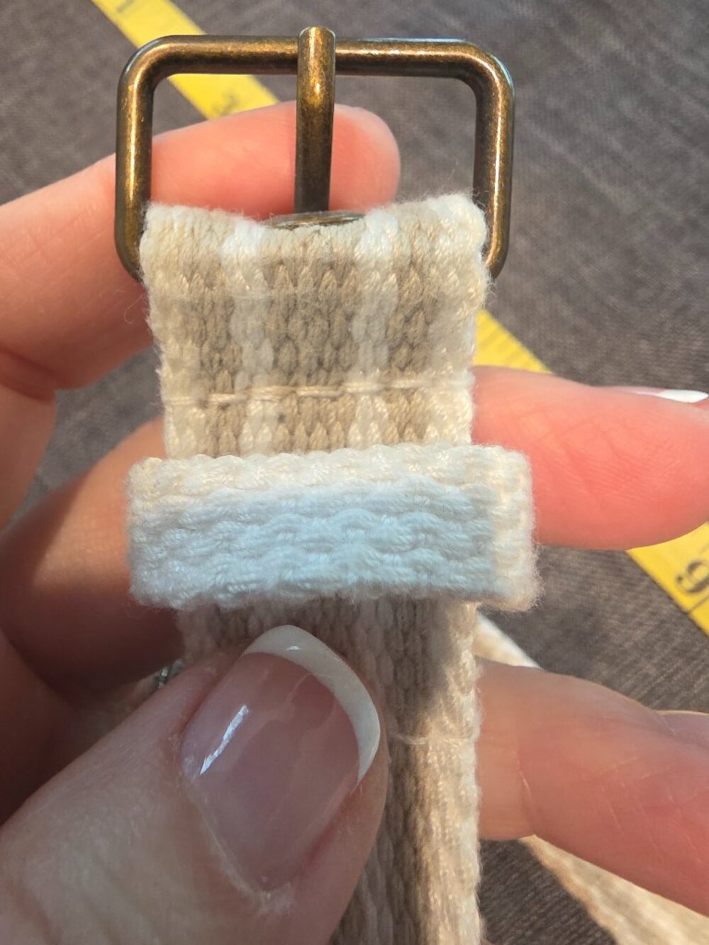 White & Tan/Cream Belt - about 43"